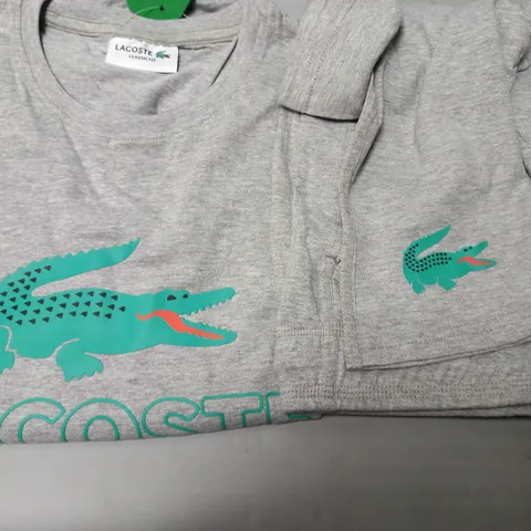LACOSTE T-SHIRT AND SHORTS JOGGING SET IN GREY - LARGE