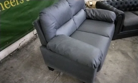 DESIGNER GREY LEATHER 2 SEATER SOFA