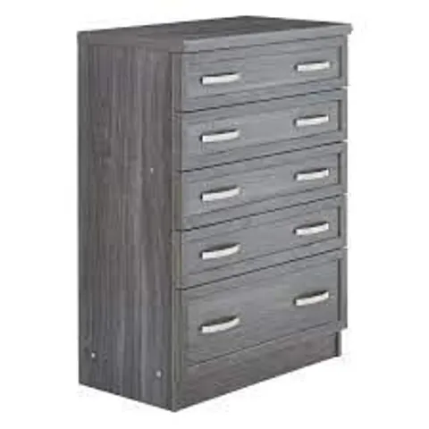 BOXED CAMBERLEY DARK OAK-EFFECT GRADUATED 5-DRAWER CHEST (1 BOX)