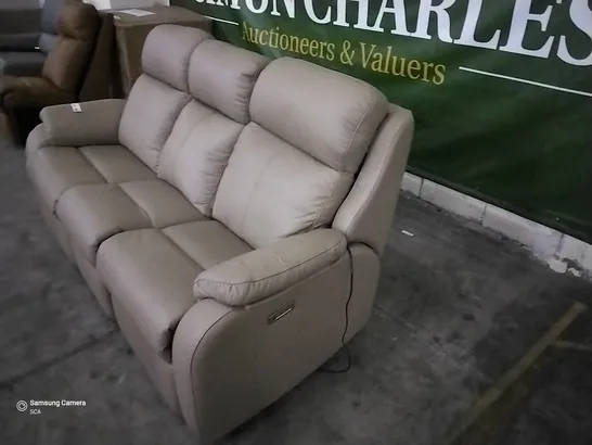 QUALITY BRITISH DESIGNER G PLAN KINGSBURY 3 SEATER ELECTRIC RECLINING CAMBRIDGE TAUPE LEATHER