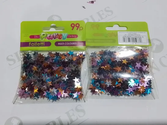 LOT OF 144 BRAND NEW 14G PACKS OF MULTI COLOURED STAR CONFETTI 