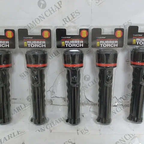 LOT OF 5 LLOYTRON BATTERY OPERATED LED RUBBER TORCHES