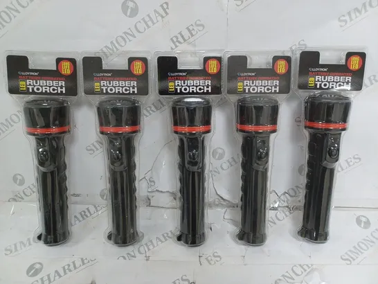 LOT OF 5 LLOYTRON BATTERY OPERATED LED RUBBER TORCHES