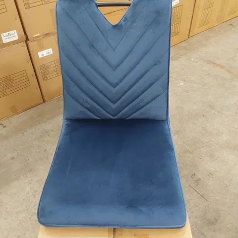 BOX CONTAINING SET OF 2 BLUE VELVET DINING CHAIR