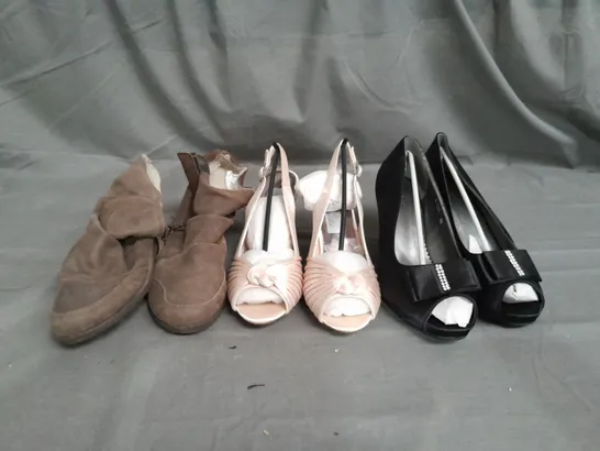 APPROXIMATELY 10 PAIRS OF ASSORTED WOMEN SHOES IN VARIOUS STYLES AND SIZES 