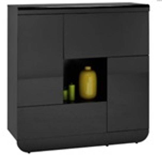 BOXED FIESTA BLACK HIGH GLOSS SIDEBOARD WITH 2 DOORS AND 2 FLAPS -2 BOXES