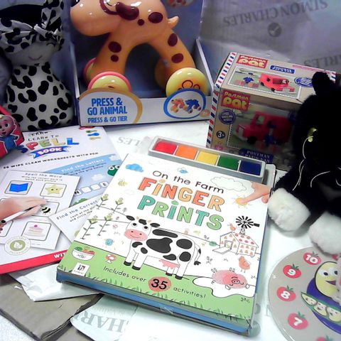 SELECTION OF BABY TOYS INC MUSICAL BEDTIME DOLL, FINGER PAINTING, ANIMAL PRESS & GO ETC  ALL BOXED/NEW APPROX  10 ITEMS