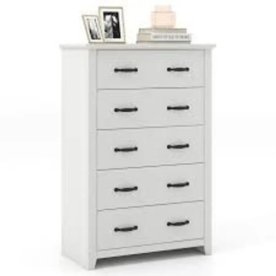 BOXED COSTWAY 5 DRAWER WHITE VERTICAL CHEST OF DRAWERS - WHITE