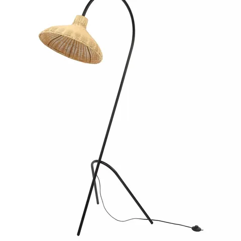 ARCHED FLOOR LAMP WITH RATTAN SHADE