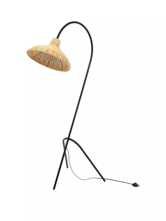 ARCHED FLOOR LAMP WITH RATTAN SHADE RRP £80