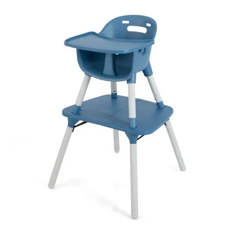 BOXED COSTWAY CONVERTIBLE BABY HIGH CHAIR WITH 2-POSITION REMOVABLE TRAY - BLUE