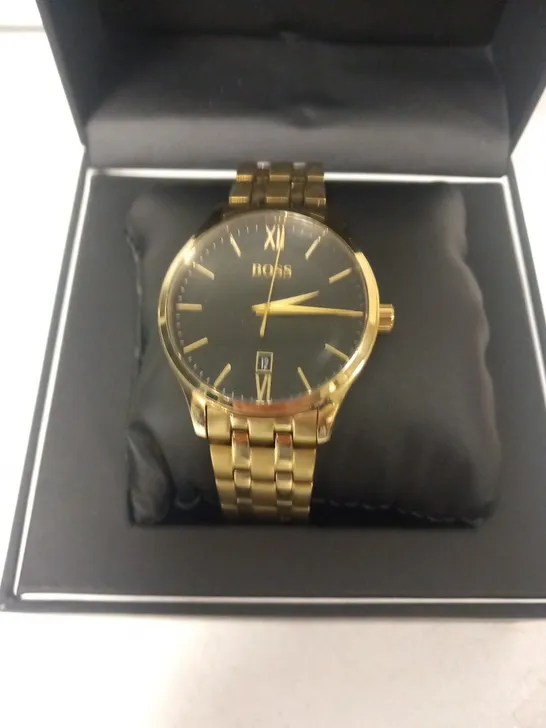 BOXED HUGO BOSS GOLD STRAP WRIST WATCH