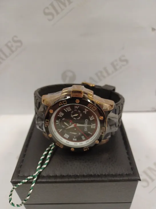 GAMAGES OF LONDON LIMITED EDITION HAND ASSEMBLED DRIVER AUTOMATIC ROSE GOLD WATCH RRP £705