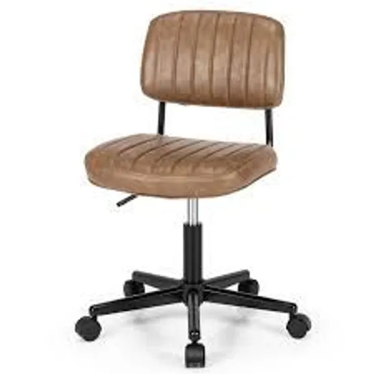 BOXED COSTWAY ROLLING HOME OFFICE CHAIR WITH BACKREST AND ADJUSTABLE HEIGHT - BROWN (1 BOX)