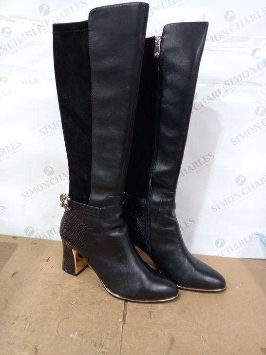 MODA IN PELLE LIZETH KNEE HIGH LEATHER BOOTS BLACK SIZE 8