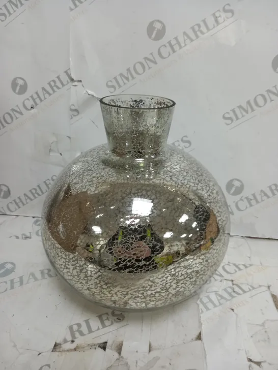 BOXED ALISON CORK PRELIT MERCURY GLASS VASE - SILVER