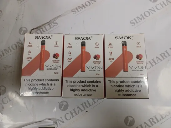 BOX OF 30 SMOK GRAPEFRUIT PASSION 2% NICOTINE VVOW DISPOSABLE VAPES