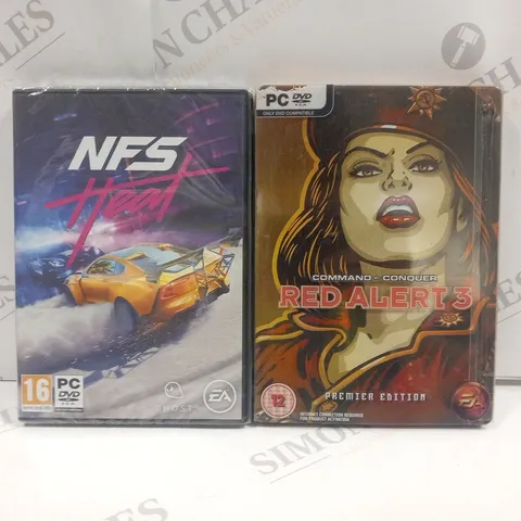 2 ASSORTED PC GAMES TO INCLUDE; COMMAND AND CONQUER RED ALERT 3 AND NFS HEAT