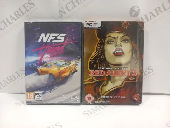 2 ASSORTED PC GAMES TO INCLUDE; COMMAND AND CONQUER RED ALERT 3 AND NFS HEAT