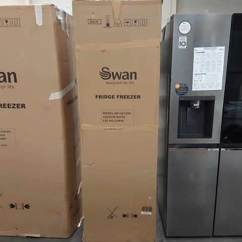 BOXED SWAN SR156120W 55CM 50/50 TOTAL NO FROST FRIDGE FREEZER - WHITE