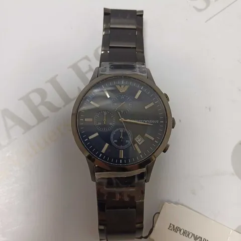 EMPORIO ARMANI BLUE TRIPLE DIAL BRACELET WRISTWATCH