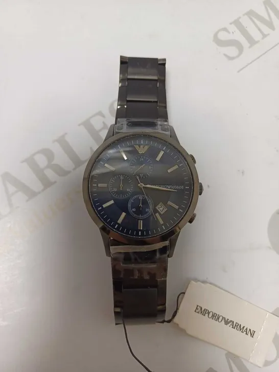 EMPORIO ARMANI BLUE TRIPLE DIAL BRACELET WRISTWATCH