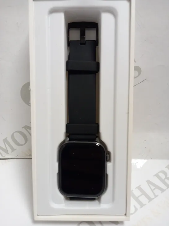 BOXED SMART WATCH FITNESS TRACKER WITH BLACK RUBBER STRAP