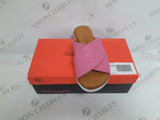 BOXED PAIR OF RUTH LANGSFORD FLAT SLIDE SANDALS IN PINK SIZE 5