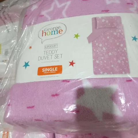 PALLET OF APPROXIMATELY 60 BRAND NEW BAGGED HOME SUPERSOFT TEDDY DUVET SETS SINGLE 135CM X 200CM