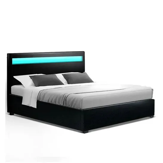 BOXED CALINA LED UPHOLSTERED OTTOMAN BED // SIZE: DOUBLE (2 BOXES) 