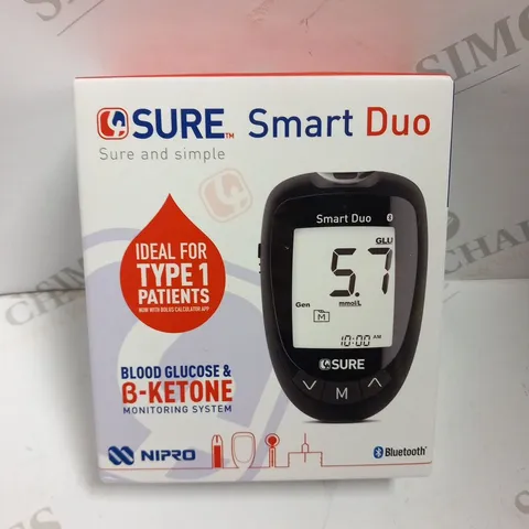 BOXED SURE SMART DUO BLOOD GLUCOSE AND B-KETONE MONITORING SYSTEM