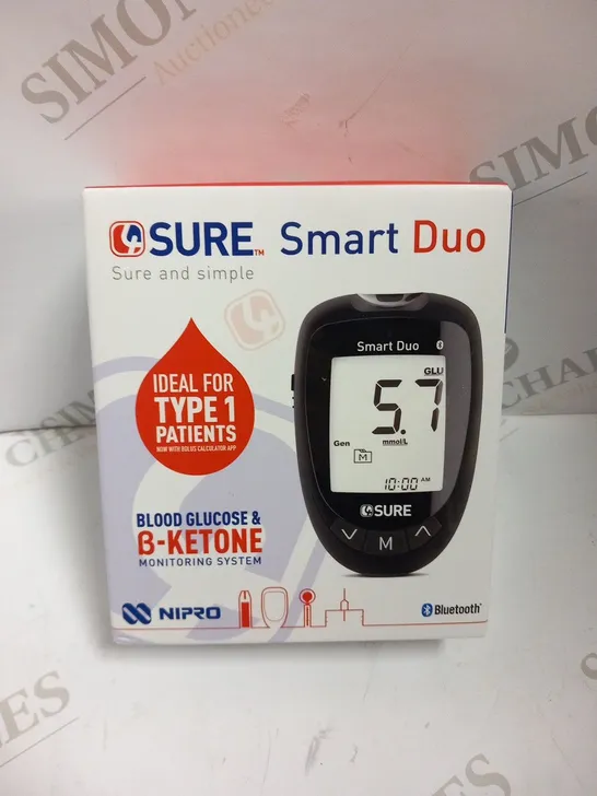 BOXED SURE SMART DUO BLOOD GLUCOSE AND B-KETONE MONITORING SYSTEM