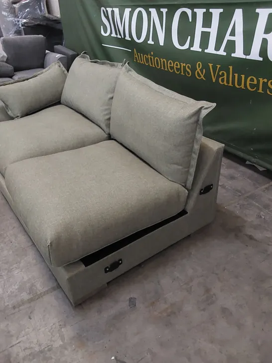 DESIGNER GAIA BUCKINGHAM SOFA PIECE UPHOLSTERED IN OLIVE FABRIC 