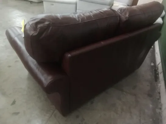 QUALITY DESIGNER 2 SEATER SOFA - BROWN LEATHER 