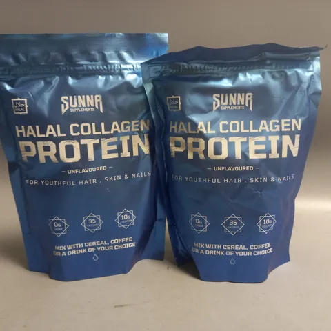 LOT OF 2 SUNNA SUPPLEMENTS HALAL COLLAGEN PROTEIN - UNFLAVOURED