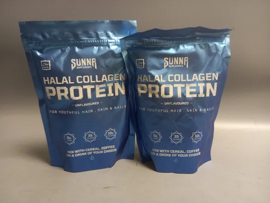 LOT OF 2 SUNNA SUPPLEMENTS HALAL COLLAGEN PROTEIN - UNFLAVOURED