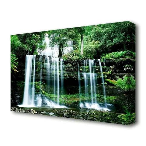 HIDDEN FOREST WATERFALL WRAPPED CANVAS