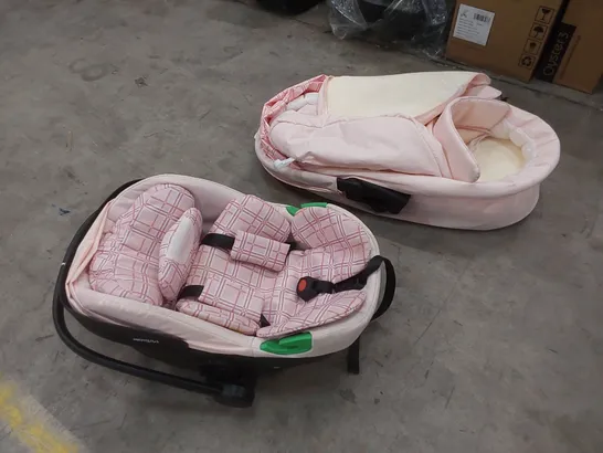 MYBABIIE CAR SEAT AND STROLLER CARRY COT - PINK (2 PIECES)