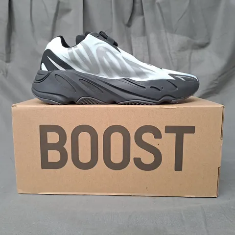 BOXED PAIR OF ADIDAS 700 MNVN SHOES IN ICE BLUE UK SIZE 6