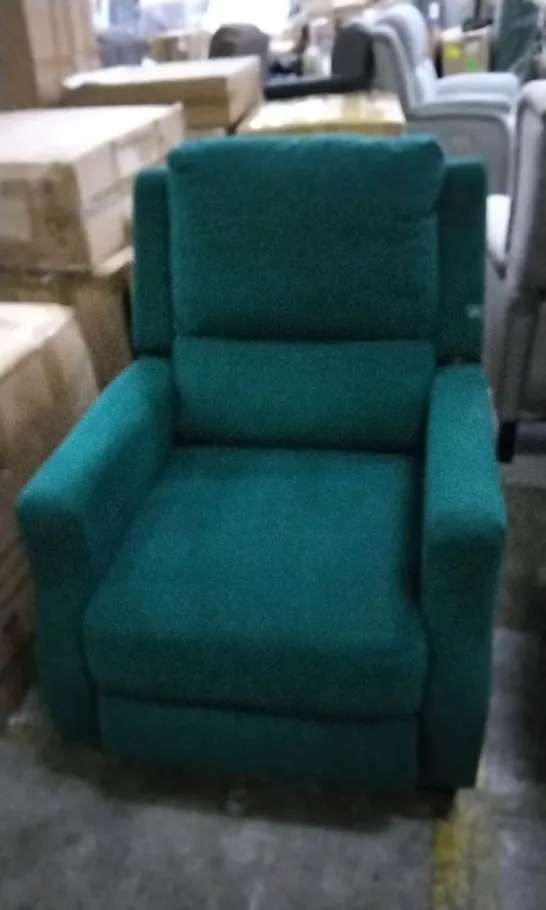 DESIGNER GREEN VELVET RECLINING ARMCHAIR