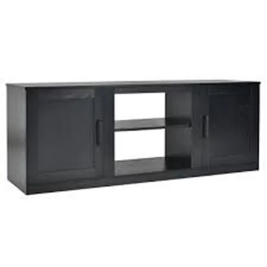 BOXED COSTWAY 2 DOOR BLACK TV UNIT WITH ADJUSTABLE SHELVES