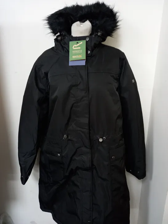 REGATTA OUTDOORS LELLANI PADDED HOODED JACKET IN BLACK SIZE 20