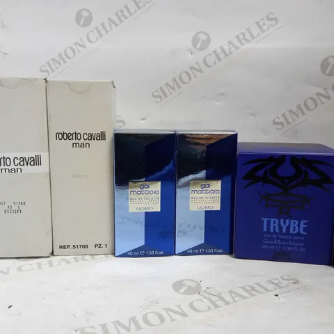LOT OF 6 FRAGRANCE ITEMS, TO INCLUDE VERSACE MINIATURE, ROBERTO CAVALLI, TRYBE & GAI MATTIOLO