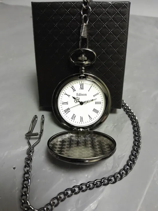 MENS EDISON POCKET WATCH WITH CHAIN – BRAND NEW IN BOX