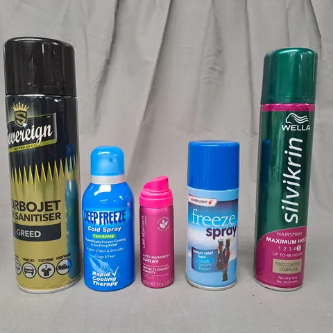 APPROXIMATELY 10 ASSORTED AEROSOL ITEMS IN INCLUDE DEEP FREEZE, ANTI-HUMIDITY SPRAY, HAIRSPRAY, ETC- COLLECTION ONLY