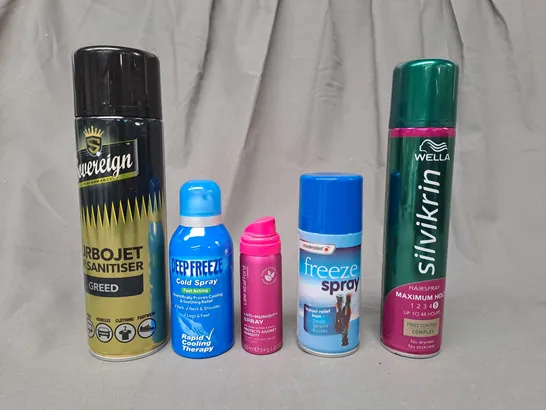 APPROXIMATELY 10 ASSORTED AEROSOL ITEMS IN INCLUDE DEEP FREEZE, ANTI-HUMIDITY SPRAY, HAIRSPRAY, ETC- COLLECTION ONLY