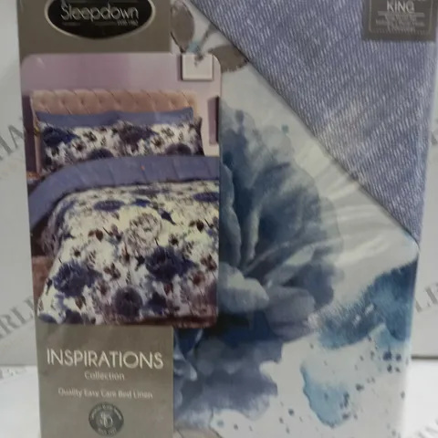 SLEEPDOWN INSPIRATIONS INKY FLORAL BLUE KING DUVET SET