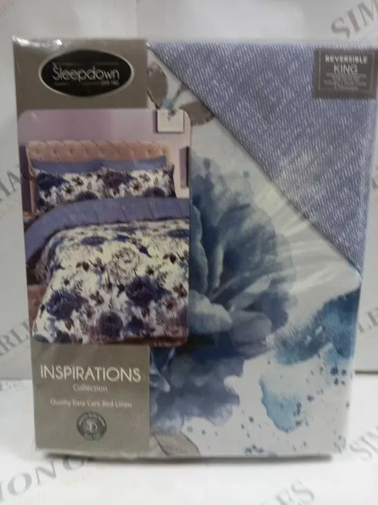 SLEEPDOWN INSPIRATIONS INKY FLORAL BLUE KING DUVET SET