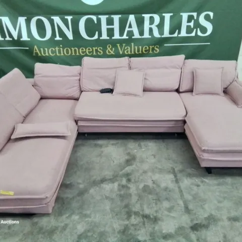 QUALITY DESIGNER YURI UPHOLSTERED CORNER SOFA IN PINK