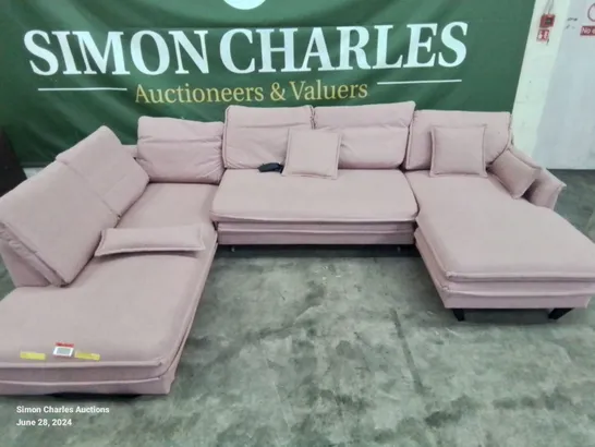 QUALITY DESIGNER YURI UPHOLSTERED CORNER SOFA IN PINK